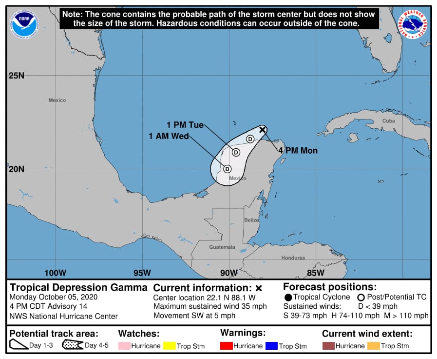 'Gamma' se degrada a depresión tropical